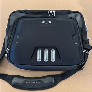 Oakley Black Molded Laptop Briefcase with Silver Accents